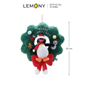 พวงหรีดคริสต์มาส Pingu ขนาด 32 ซม. ตกแต่งตุ๊กตาพิงกุชุดซานต้า