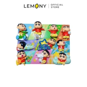 ชุดแม่เหล็กติดตู้เย็นลายชินจังในอิริยาบถต่าง ๆ ทั้งขี่จักรยาน นอนหลับ และเล่นกับเจ้าขาว