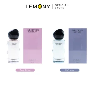 LEMONY น้ำหอมผู้หญิง LIVOLOGY ซีรีส์ In Between ขนาด 50 มล. รวมตัวเลือกสินค้า 2 เฉดกลิ่นหอมดีไซน์มินิมอลวางคู่กัน ได้แก่ กลิ่น Soft Line ขวดแก้วใสไล่เฉดสีเทาดำ และกลิ่น Rose Below ขวดแก้วใสไล่เฉดสีชมพูละมุน ทั้งคู่มาพร้อมฝาปิดทรงลูกบาศก์สีใสเก๋ไก๋