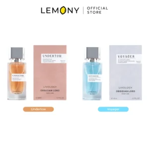 LEMONY น้ำหอมผู้ชาย LIVOLOGY ซีรีส์ Obsidian Lord Perfume ขนาด 50 มล. รวมตัวเลือกสินค้า 2 เฉดกลิ่นดีไซน์โมเดิร์นวางเรียงคู่กันอย่างลงตัว ได้แก่ กลิ่น Voyager ขวดสีเขียวเข้มสลักลายสี่เหลี่ยม และกลิ่น Undertow ขวดสีดำสนิทสลักลายสี่เหลี่ยม