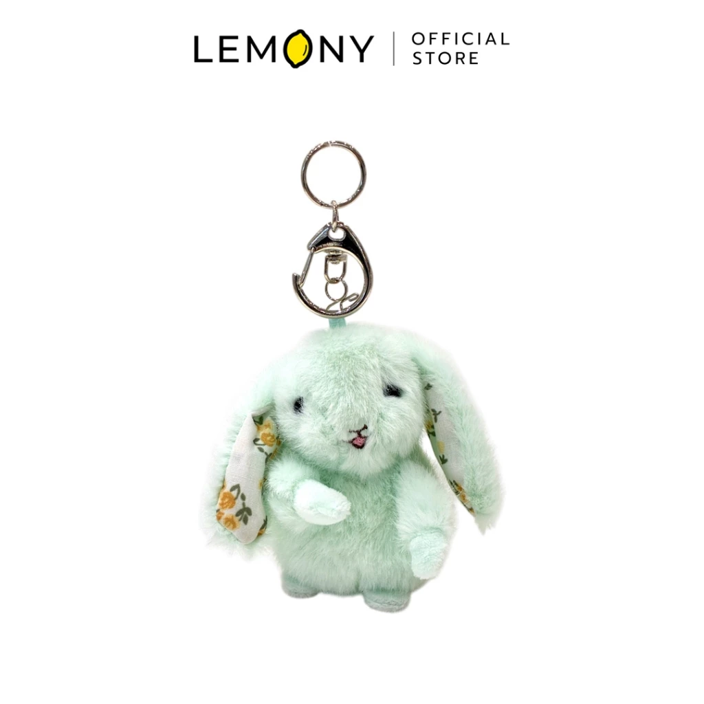 LEMONY พวงกุญแจตุ๊กตากระต่ายขนฟู ตัวเลือกสีเขียวมิ้นท์พาสเทลละมุนตา ดีไซน์แฟชั่นมินิมอลด้วยขนสัตว์สังเคราะห์หนานุ่มฟูฟ่องรอบตัว ห้อยกับอะไหล่ตะขอสับโลหะรมดำแข็งแรงทนทาน