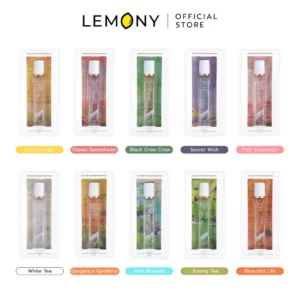 LEMONY น้ำหอมผู้หญิง LIVOLOGY Luxury ซีรีส์ Big Brand Salon Perfume ขนาด 15 มล. รวมตัวเลือกสินค้าขวดแก้วพรีเมียมหลากหลายกลิ่นดีไซน์สวยสไตล์โมเดิร์น วางเรียงบนพื้นสะท้อนแสงวิบวับน่าค้นหา
