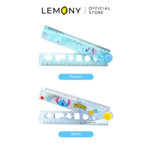 LEMONY ไม้บรรทัดพับได้ 30 ซม. ลายดิสนีย์ Disney Collection รวมตัวเลือกสินค้า 2 ลายกางออกเต็มแผ่น ได้แก่ ลายโฟรเซ่น Frozen สีฟ้าพาสเทล และลายสติทซ์ Stitch สีฟ้าเข้ม