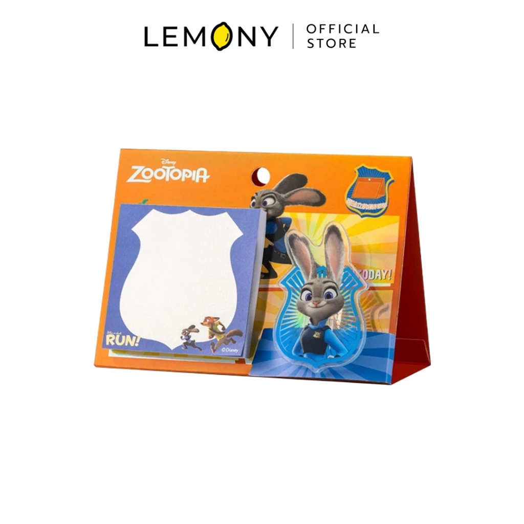 LEMONY กระดาษโน้ตตั้งโต๊ะ ซูโทเปีย ลาย Judy Hopps ดีไซน์ขอบมนแนวยาว โทนสีชมพูพาสเทลสลับน้ำเงินสดใส ด้านซ้ายมีรูปตัวการ์ตูนกระต่าย Judy ยิ้มแป้น และพื้นที่ขีดเส้นบรรทัดกว้างขวางสำหรับจดบันทึก To-Do List