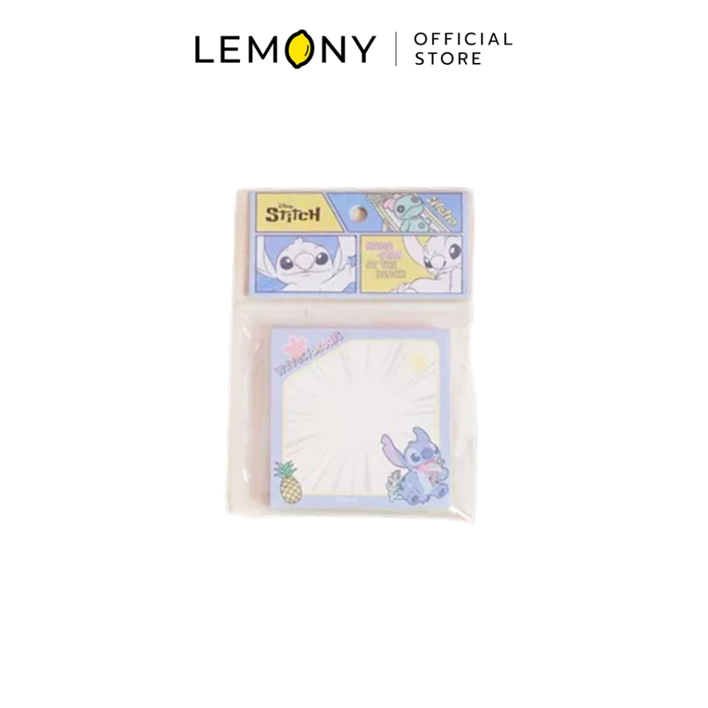 LEMONY กระดาษโน้ต 100 แผ่น ลายสติทซ์ Stitch Disney Collection ดีไซน์เจ้าตัวป่วนสุดกวนบนพื้นกระดาษโน้ตโทนสีฟ้าสดใส