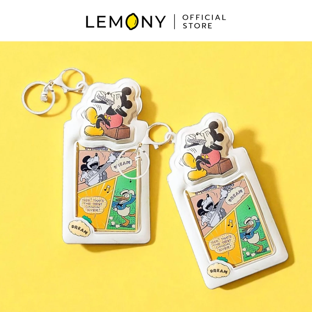 LEMONY ที่ใส่การ์ดลาย Mickey ดีสนีย์ โชว์รายละเอียดด้านหลังที่เป็นช่องพลาสติกใสสำหรับใส่การ์ด บัตรประชาชน หรือบัตรรถไฟฟ้า