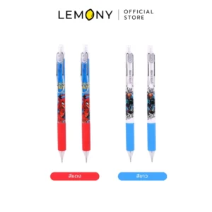 LEMONY ดินสอกดสไปเดอร์แมน 0.7 มม. รุ่น A73005-A1X Marvel Collection บรรจุในแพ็กเกจซองพลาสติกใสพร้อมการ์ดบอร์ดลาย Spider-Man สีดำแดงลิขสิทธิ์แท้ วางคู่กัน 2 เฉดสี ได้แก่ ด้ามจับสีขาวสไตล์มินิมอล และด้ามจับสีแดงสุดคลาสสิก