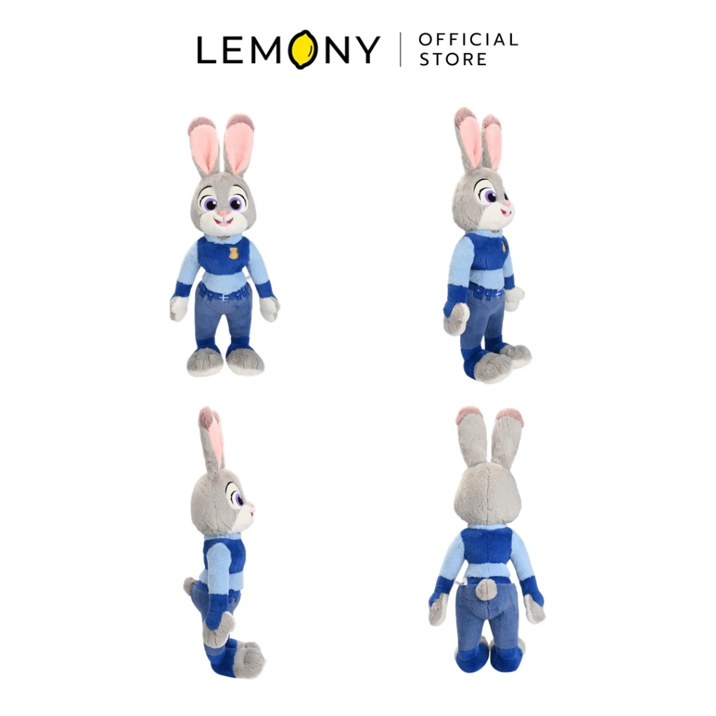 LEMONY ตุ๊กตาซูโทเปีย ตัวละคร Judy Hopps แสดงรายละเอียดสินค้า 4 มุมมอง ด้านหน้า ด้านข้าง และด้านหลัง ลิขสิทธิ์แท้ Disney