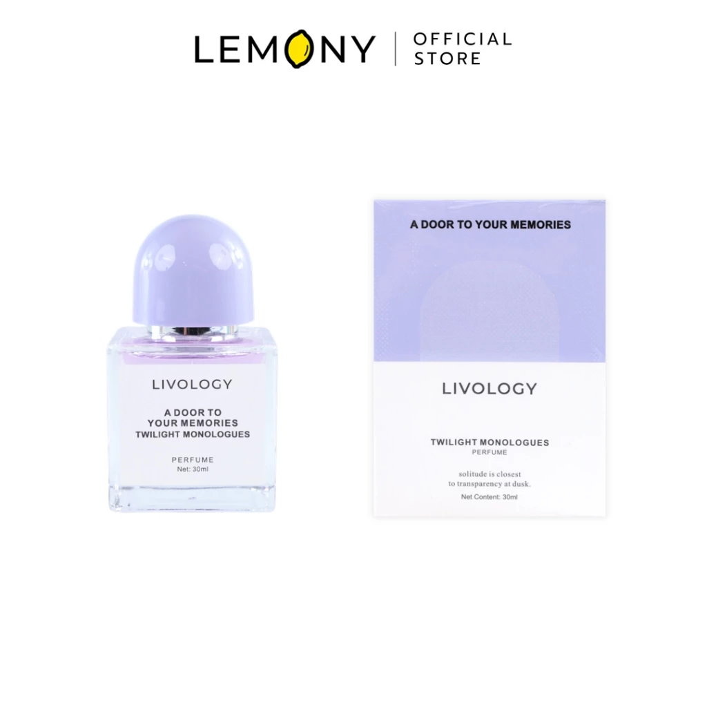 LEMONY น้ำหอมผู้หญิง LIVOLOGY ซีรีส์ A Door to Your Memories กลิ่น Twilight Monologues ขวดแก้วเนื้อใสโชว์เนื้อน้ำหอมใสไม่มีสี ผูกด้วยการ์ดป้ายฉลากสีครีมขาวสะอาดตาละมุนใจ ขนาด 30 มล.