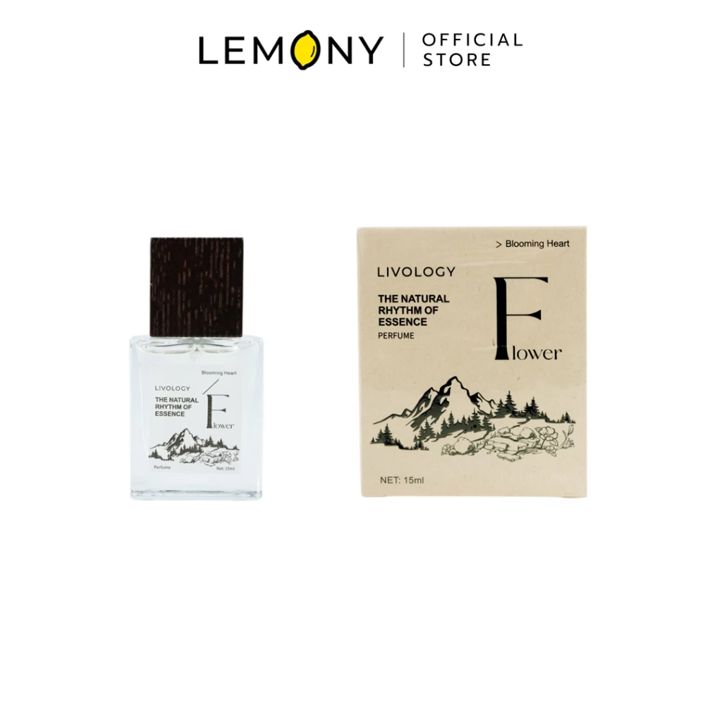 LEMONY น้ำหอมผู้หญิง LIVOLOGY ซีรีส์ The Natural Rhythm Of Essence กลิ่น Blooming Heart ขวดแก้วเนื้อใสโชว์เนื้อน้ำหอมสีชมพูอ่อนละมุน ผูกด้วยการ์ดป้ายฉลากสีชมพูพีชพาสเทลสดใส ขนาดพกพา 15 มล.