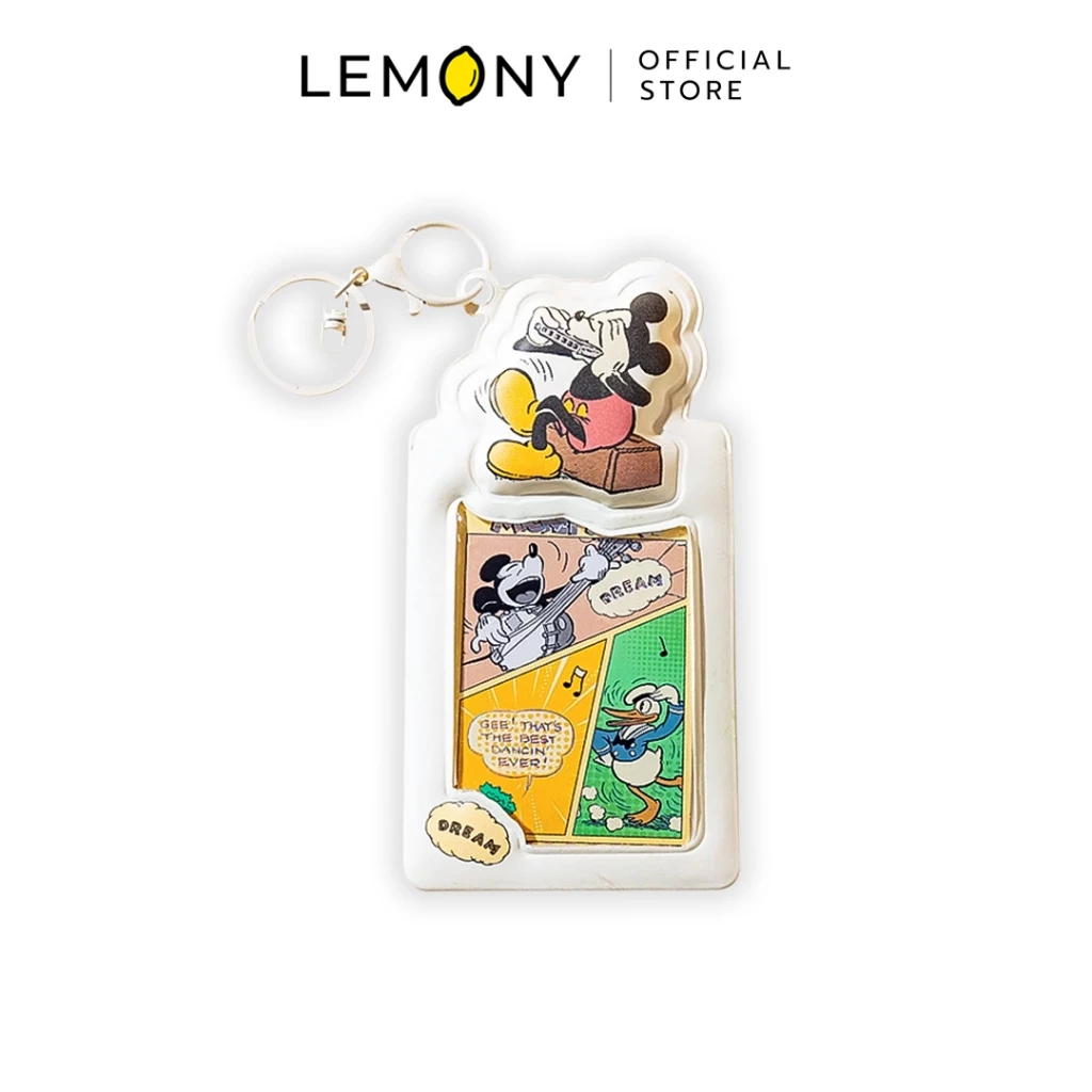 LEMONY ที่ใส่การ์ดลาย Mickey ดีสนีย์ โชว์ตัวสายห้อยและห่วงคล้องพลาสติก PVC คุณภาพดี ทนทาน น้ำหนักเบา พกพาสะดวก