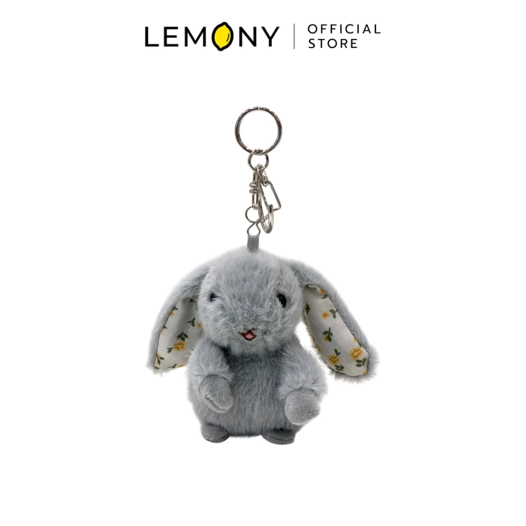LEMONY พวงกุญแจตุ๊กตากระต่ายขนฟู ตัวเลือกสีเทาคลาสสิก สวยเรียบหรูมีสไตล์ด้วยผ้าขนโพลีเอสเตอร์ฟูฟ่องสัมผัสละเอียดอ่อน ตัดกับอะไหล่ห่วงและตะขอสับโลหะสีรมดำได้อย่างลงตัว