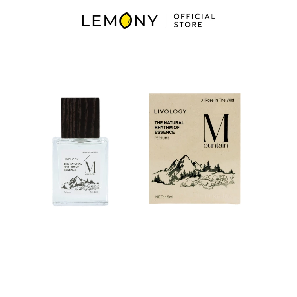 LEMONY น้ำหอมผู้หญิง LIVOLOGY ซีรีส์ The Natural Rhythm Of Essence กลิ่น Veil Of Desire ขวดแก้วเนื้อใสโชว์เนื้อน้ำหอมใสไม่มีสี ผูกด้วยการ์ดป้ายฉลากโทนสีครีมเบจละมุนตาละไม ขนาดพกพา 15 มล.
