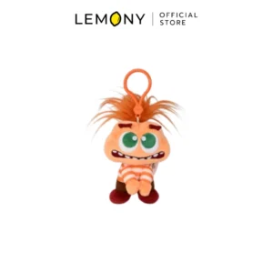 ภาพกราฟิกหน้าตรงพื้นหลังขาว LEMONY พวงกุญแจตุ๊กตาว้าวุ่น Inside Out ขนาด 11.5 ซม. ลิขสิทธิ์แท้ดิสนีย์พิกซาร์ โชว์โครงสร้างตัวตุ๊กตาผ้าขนนุ่มสีส้มอิฐพาสเทลยืนยิ้มกว้างเห็นฟันซี่เล็ก พร้อมตะขอแขวนพลาสติกสีส้มเข้าชุดที่ด้านบน