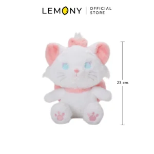 ภาพหลักหน้าตรงเต็มตัวของผลิตภัณฑ์ LEMONY ตุ๊กตามารี ซีรีส์ Shining Fluffy ขนาด 23 ซม. บนฉากหลังสีขาวสะอาดตา โดดเด่นด้วยดีไซน์ตุ๊กตาแมวมารีลิขสิทธิ์แท้ตัวนุ่มฟูสีขาวสะอาดบริสุทธิ์ในท่านั่งราบสุดละมุนตา ประดับโบสีชมพูพาสเทลที่หัวและคอ ใบหน้าปักลวดลายดวงตาสีฟ้าโต คิ้ว และจมูกสีชมพูอย่างประณีตสไตล์มินิมอลเกาหลี ด้านบนระบุโลโก้แบรนด์ LEMONY Official Store ชัดเจน