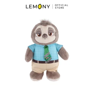 ภาพกราฟิกหน้าตรงเต็มตัวฉากหลังขาว LEMONY ตุ๊กตา Flash ซูโทเปีย ขนาดจุใจ 15x30x39 ซม. ดีไซน์ท่ายืนขนนุ่มฟูสีน้ำตาลในชุดเสื้อเชิ้ตลายตารางสีฟ้าอ่อนผูกเนกไทสีเขียวลายรถสีแดงและกางเกงสแล็คสีครีม ยืนอ้าแขนส่งยิ้มหวานสุดอบอุ่นชวนฝัน ด้านบนปักโลโก้แบรนด์ LEMONY Official Store ชัดเจน