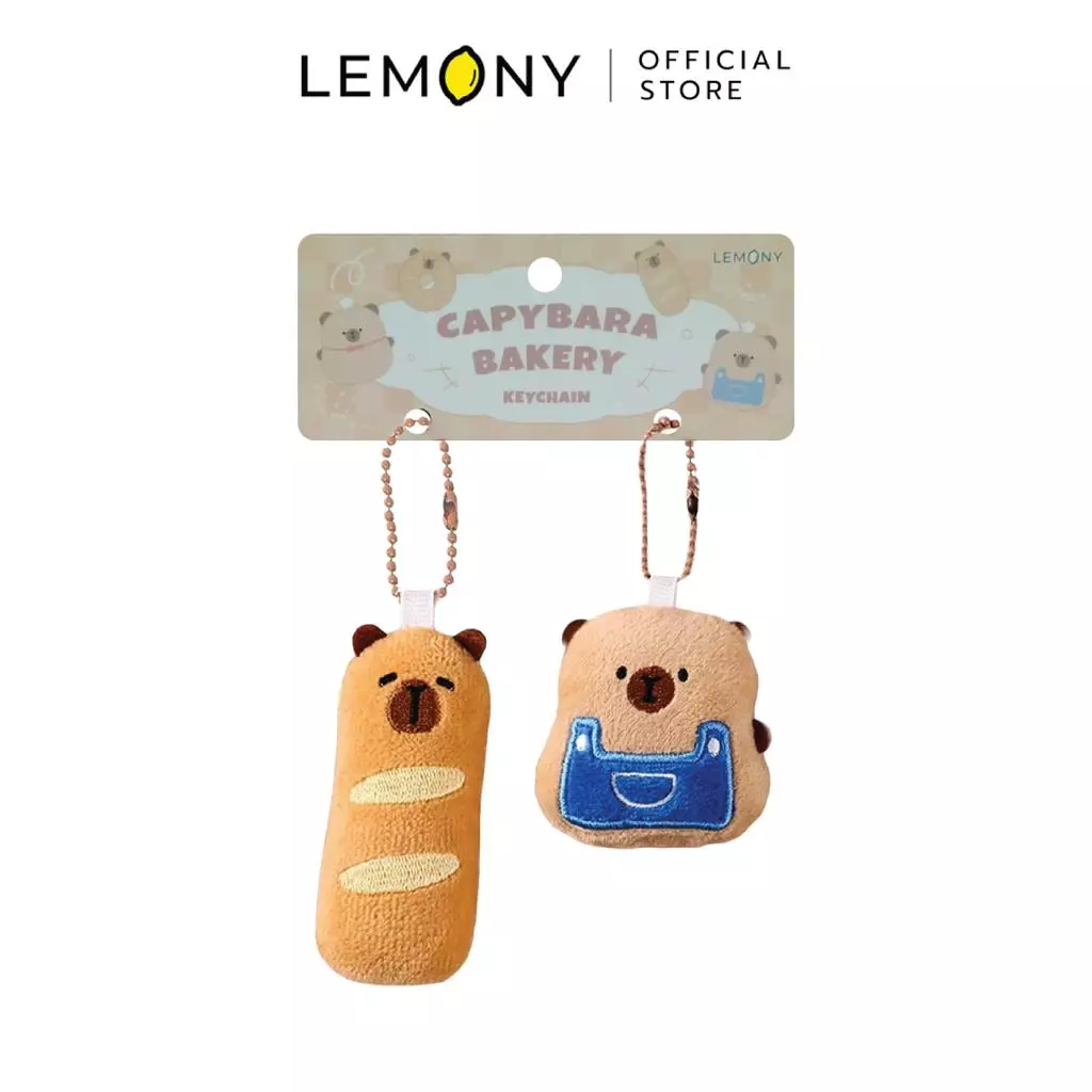 พวงกุญแจคู่คาปิบาร่า แบบ Capy-Baguette คาปิบาร่าธีมขนมปังฝรั่งเศส