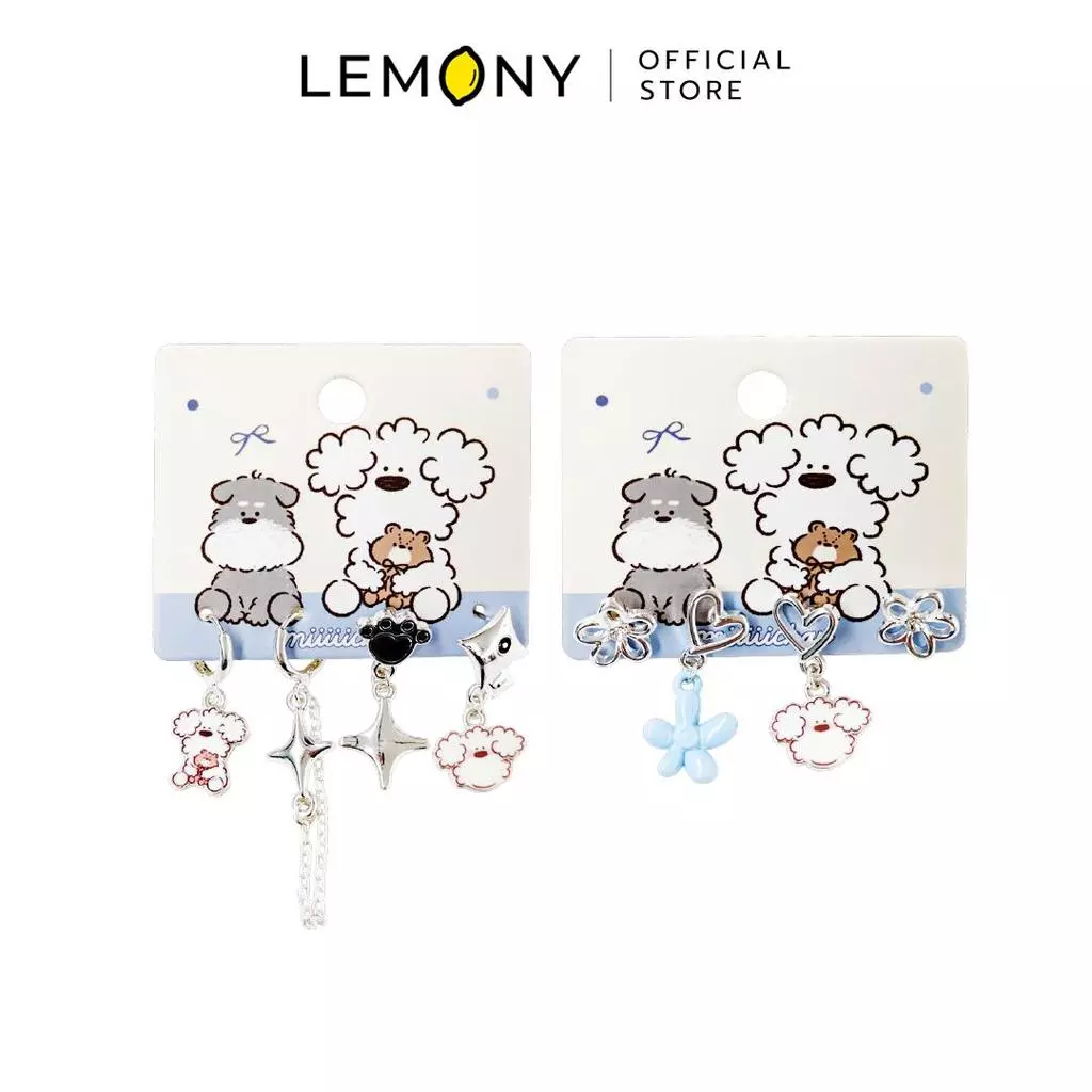 ต่างหู Miiiiichan 4 ชิ้น ซีรีส์ Blue-Striped รวมทั้ง 2 เซต