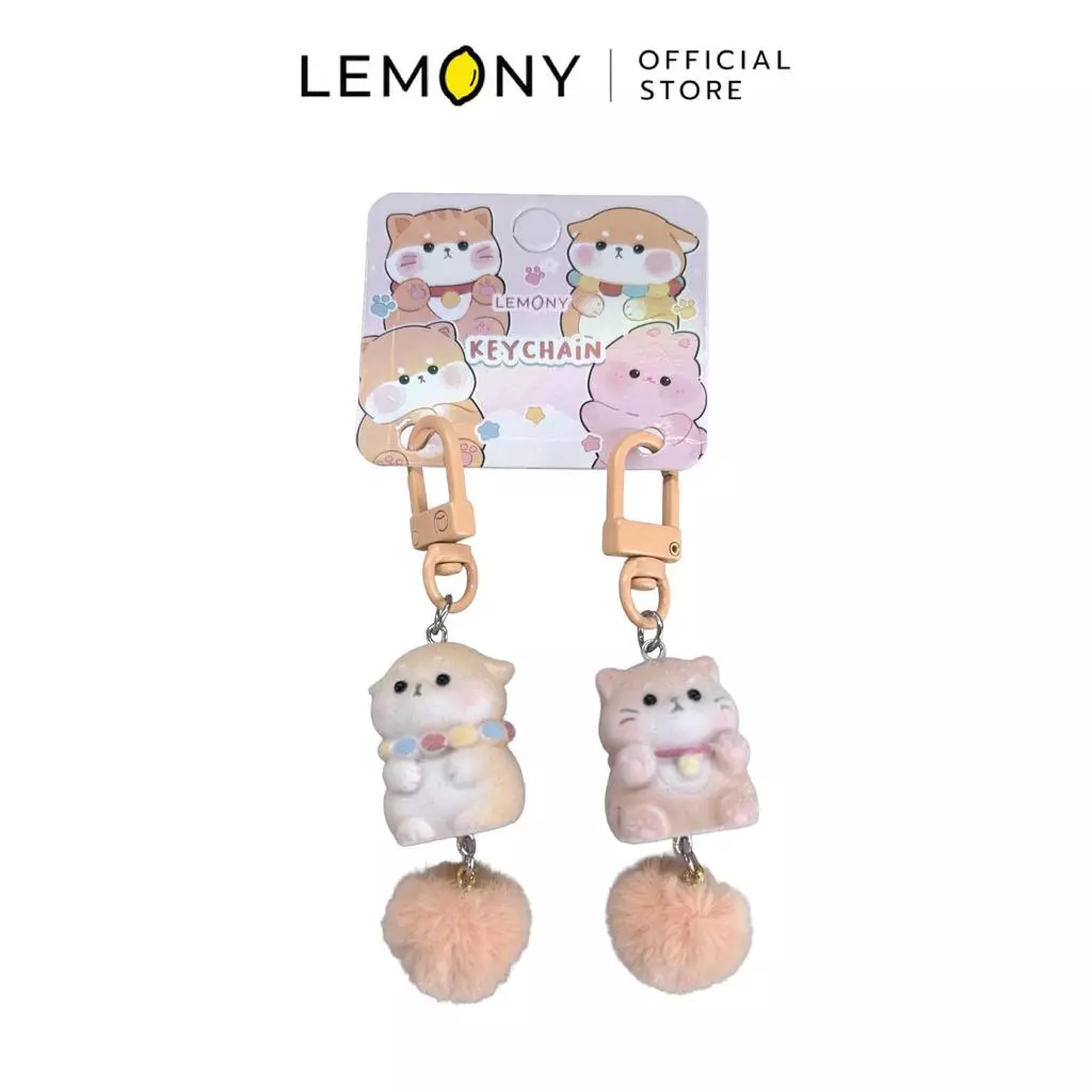 charm-keychain-cat-shiba.png พวงกุญแจคู่โมเดลสัตว์น่ารัก แบบ Cat-Shiba แมวและชิบะ