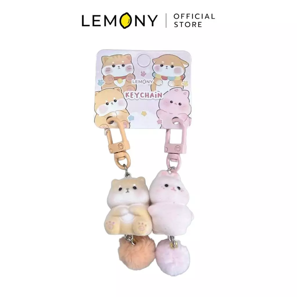 พวงกุญแจคู่โมเดลสัตว์น่ารัก แบบ Dog-Rabbit (มีแม่เหล็กที่ตัว)